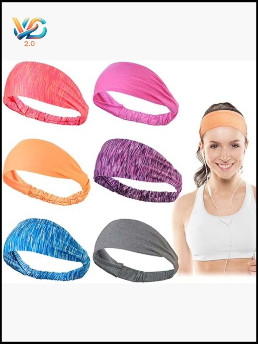 Workout Headbands for Women Athletic Sweatbands Sports Exercise 6 Pack Non Slip